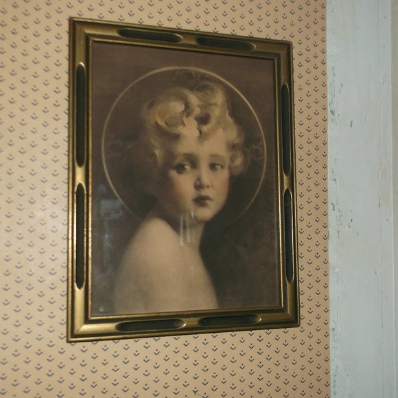 antique picture in frame.